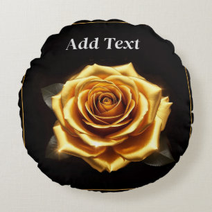 Cojín Redondo Rosa Dorada con Bordes Brillantes