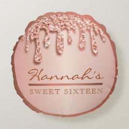 Cojín Redondo Rosa Dorado Sparkle Drippy Drippy Fiesta Swag