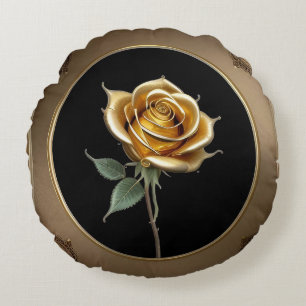 Cojín Redondo Rosa elegante con marco decorativo ornamentado