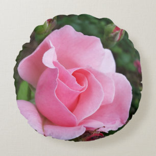 Cojín Redondo rosa rosa floreciendo