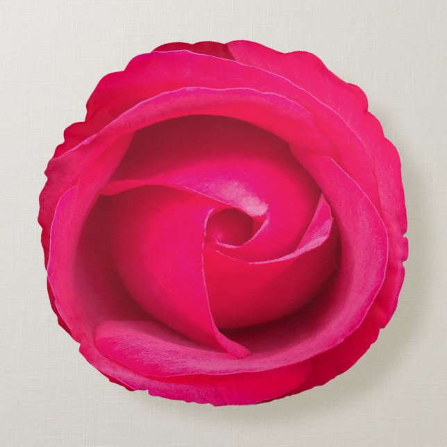 Cojín Redondo Rosa Rosa Roja Romántica (Anverso)