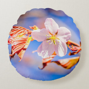 Cojín Redondo Rosa Sakura Flower Blue Sky