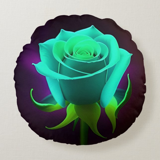 Cojín Redondo Rosa Verde Neón (Anverso)