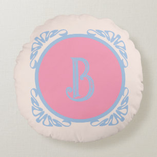Cojín Redondo Rosa y azul personalizados