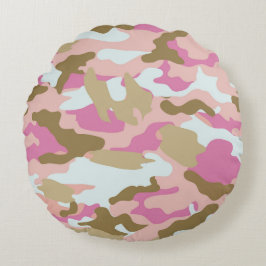 Cojín Redondo Rosa Y Khaki