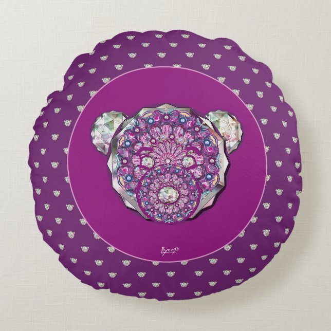 Cojín Redondo Rosace azul o rojo para bebé y niño (Anverso)