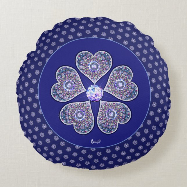 Cojín Redondo Rosace azul o rojo para bebé y niño (Anverso)