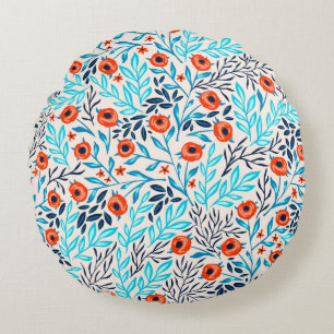 Cojín Redondo Rosas coloridos abstractos: Floral vintage