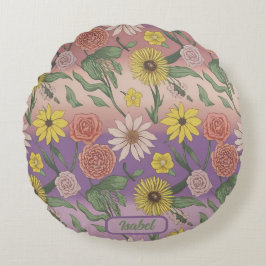 Cojín Redondo Rosas, Daisies, Sunflower Y Lilis