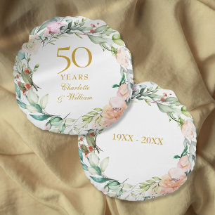 Cojín Redondo Rosas para Aniversario de Bodas de Oro