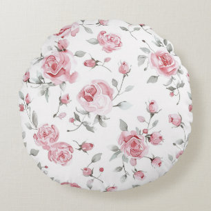 Cojín Redondo Rosas Rosadas Floral