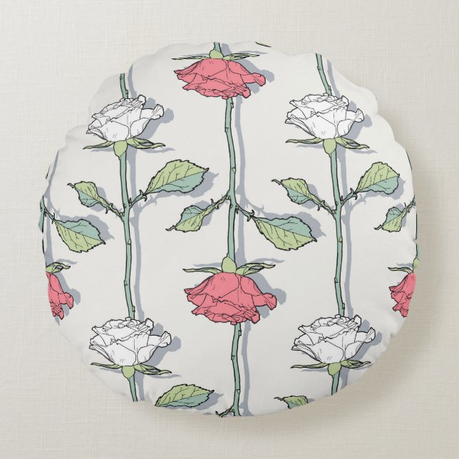 Cojín Redondo Rose seamless Pattern (Anverso)