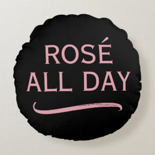 Cojín Redondo Rosé todo el día decorativo negro y rosa con estil