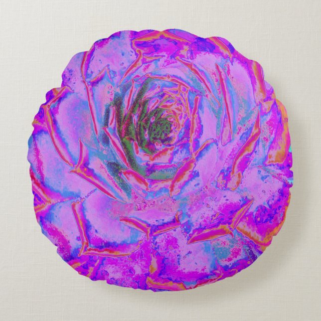 Cojín Redondo Rosette de sedum con sabor morado y magenta (Anverso)