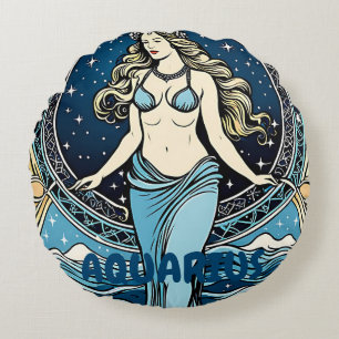 Cojín Redondo Rótulo Astrología de Aquarius