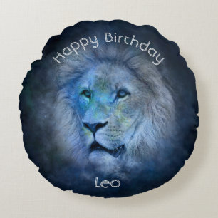 Cojín Redondo Rótulo astrológico del zodiaco de Leo