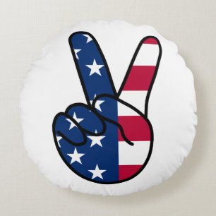 Cojín Redondo RÓTULO Bandera V de Estados Unidos