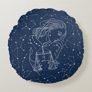 Cojín Redondo Rótulo chica Libra Zodiac