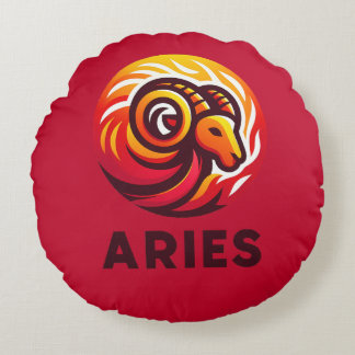Cojín Redondo Rótulo de Astrología Fiery Aries
