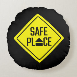 Cojín Redondo Rótulo de lugar seguro amarillo para los jóvenes |
