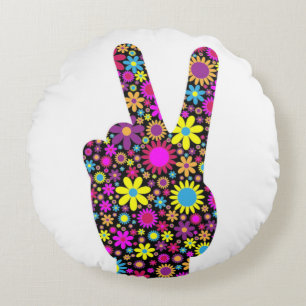 Cojín Redondo Rótulo DE MANO DE PAZ FLORAL