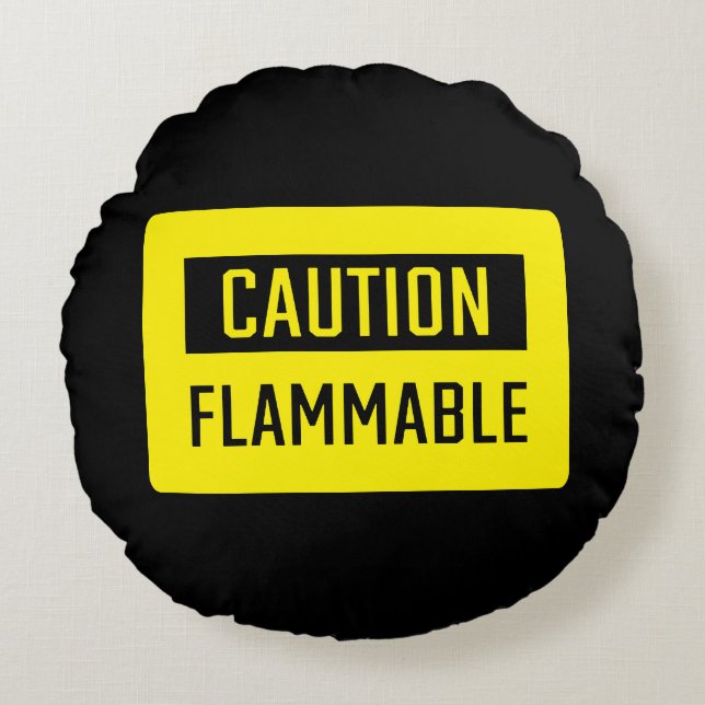 Cojín Redondo Rótulo inflamable de precaución (Anverso)