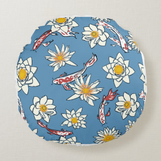 Cojín Redondo Round Blue Daisy Meadow Accent Pillow - Decorative