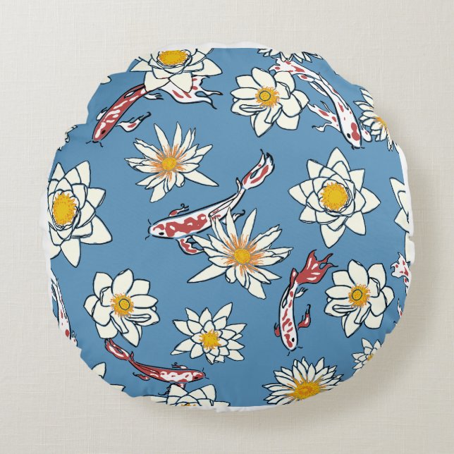 Cojín Redondo Round Blue Daisy Meadow Accent Pillow - Decorative (Anverso)