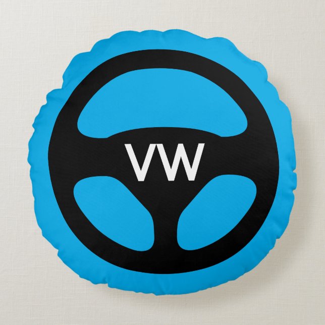 Cojín Redondo Round car steering wheel custom monogrammed (Anverso)