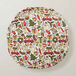 Cojín Redondo Round Christmas Doodle Pillow