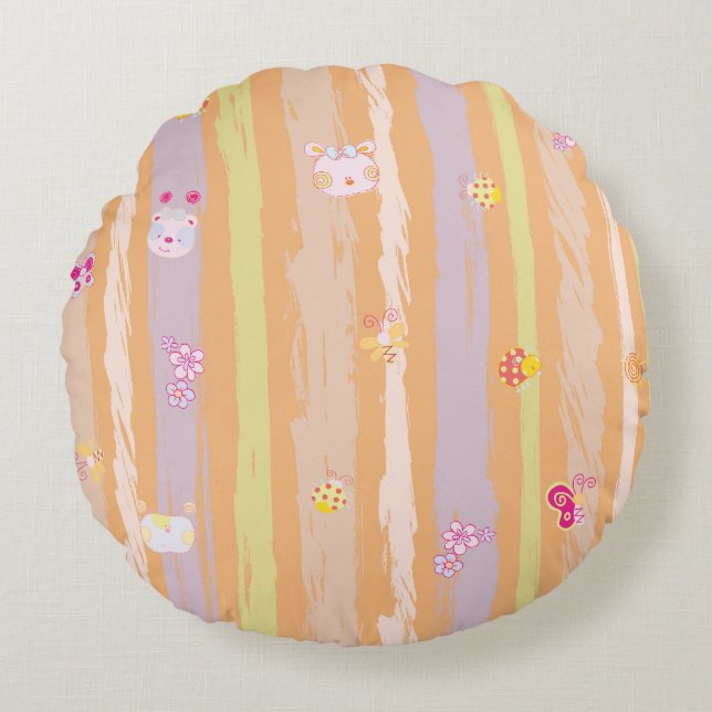 Cojín Redondo Round Pillow – Baby Joy & Creatures Pastel Animal (Anverso)