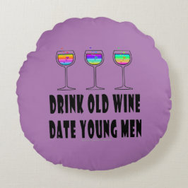 COJÍN REDONDO ROUND PILLOW - BEBER VINO VIEJO, FECHA HOMBRES JÓV