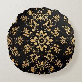 Cojín Redondo Round Pillow black yellow pattern 
