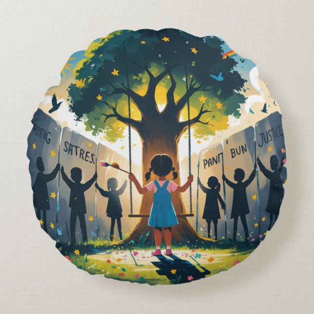 Cojín Redondo Round pillow, dream themed, fashion, trendy  (Anverso)