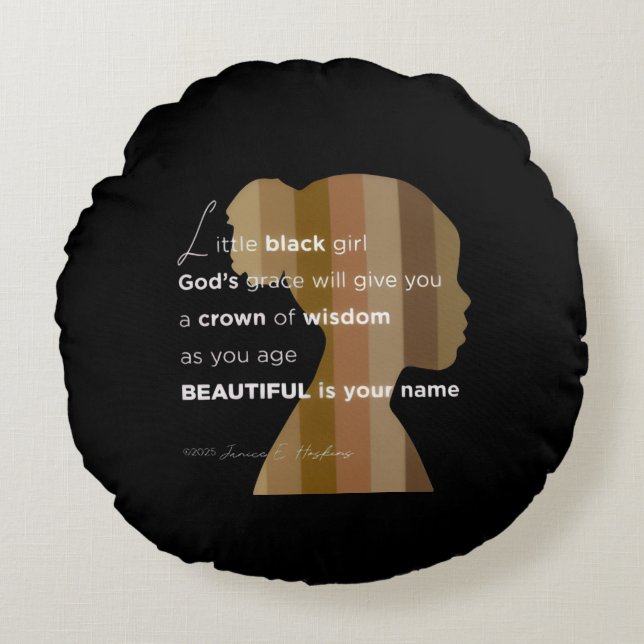 Cojín Redondo Round Pillow   "Ebony Woman" little black pillow (Anverso)