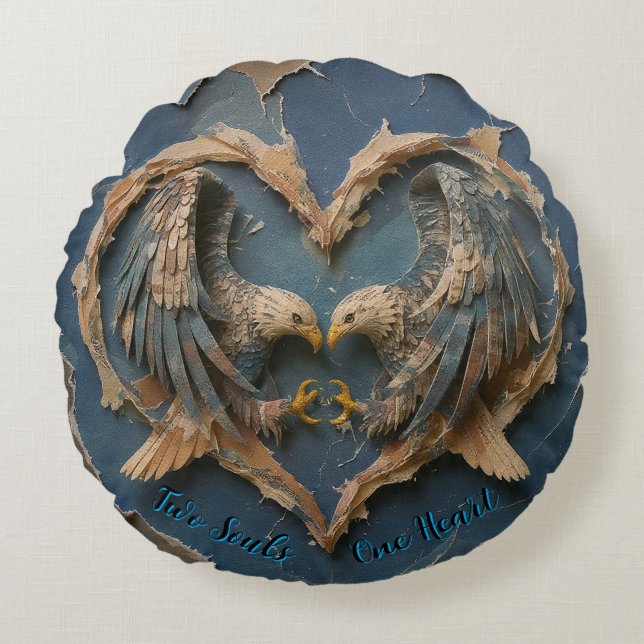 Cojín Redondo Round Pillow Paper Cut Eagle Two Souls One Heart (Anverso)
