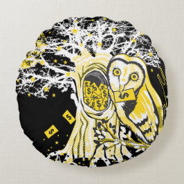 Cojín Redondo Round Pillow – Urban Tree Owl & Wealth Surreal Pop
