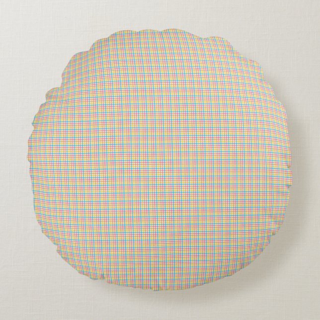 Cojín Redondo Round pillow with a colorful plaid pattern (Anverso)