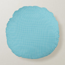 Cojín Redondo Round pillow with a light blue and white gingham 