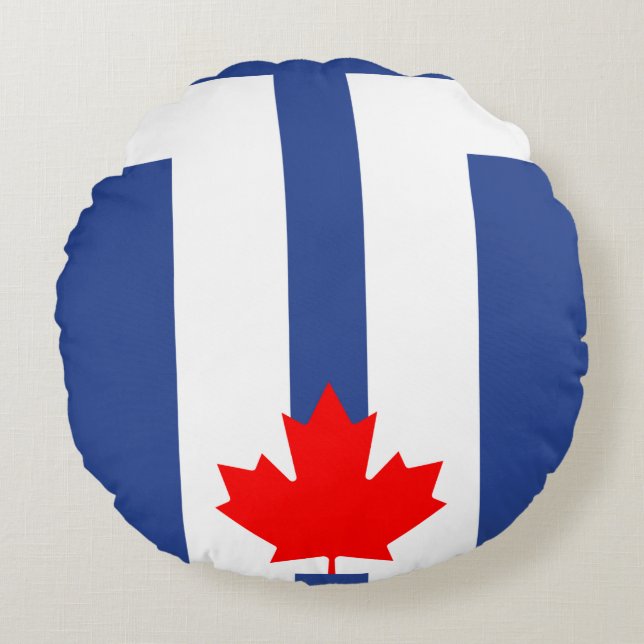 Cojín Redondo Round Throw Pillow with flag of Toronto, Canada (Anverso)