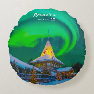 Cojín Redondo Rovaniemi, Finlandia - Aurora Mágica