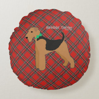 Cojín Redondo Roy Mocchi Bruno♥Round Pillow Red Airedale Terrier
