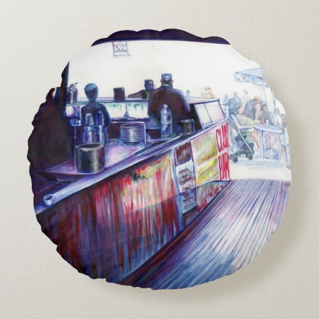 Cojín Redondo Ruby's, Coney Island, Nueva York (Anverso)