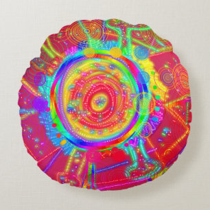 Cojín Redondo Rueda de flor de ventilador Tie-Dye