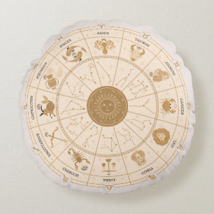Cojín Redondo Rueda de Zodiac occidental