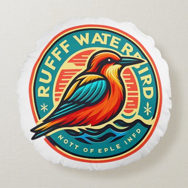 Cojín Redondo Ruptura de pájaro acuático (Anverso)