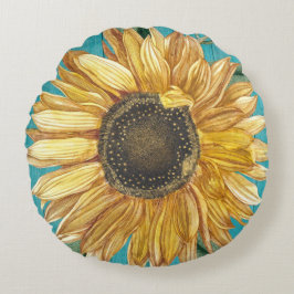 Cojín Redondo Rústico girasol Verde azulado Blue Barn Wood Cotta