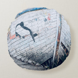 Cojín Redondo Rústico Náutico Abandonado Escombro De Barco