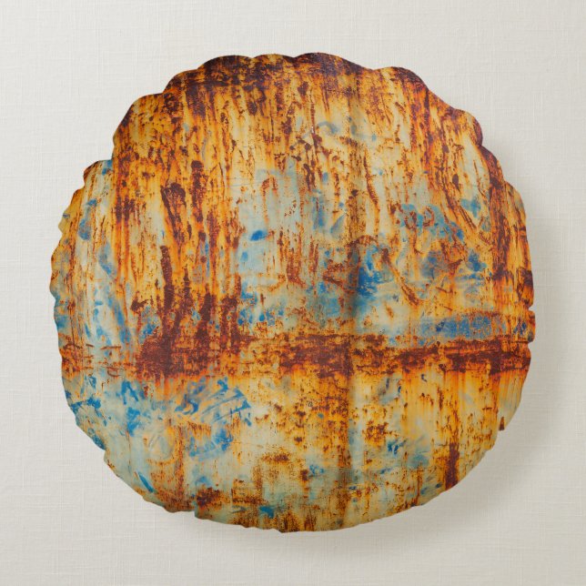 Cojín Redondo Rusty Blue Metalizado Textura (Anverso)