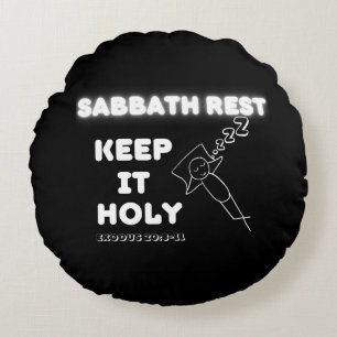 Cojín Redondo Sabbath Rest Keep It Holy Graphic Design